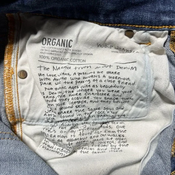 Nudie Jeans Tight Terry Jeans Rinse Twill Mens 31x26 Blue Slim Fit Pants - Picture 8 of 16